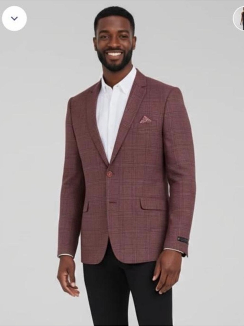 Men's Burgundy Plaid Blazer - Classic Tailored Fit